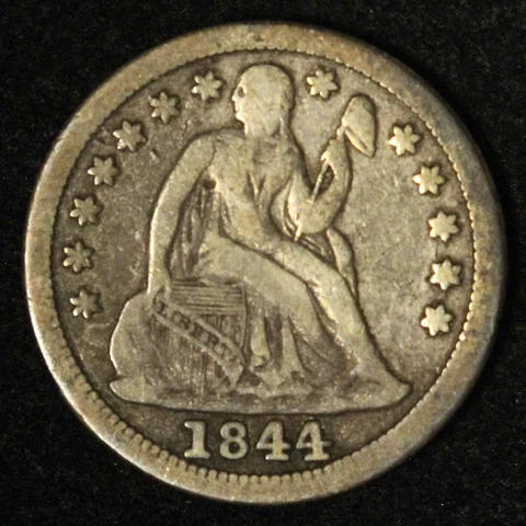 1844 10c Seated Liberty Dime - Free Shipping USA Cover