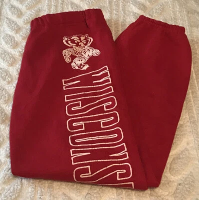 Vintage Wisconsin Badgers Sweatpants Discus Athletic Small Red NCAA - Image 1 of 4