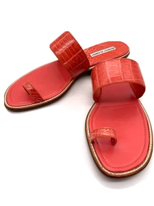 Sandalias tanga plana Manolo Blahnik hechas a mano Italia raras - Imagen 1 de 9