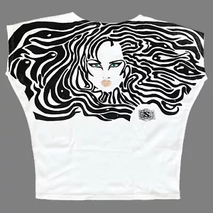 RARE vintage 1980s SALOMON mexico “TigresaWoman” Print. Avante garde Crop Shirt - Picture 1 of 6