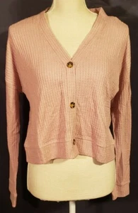Long Sleeve Shirts For Women Faded Mauve/Ivory Marled Button-up-Front ( Size M ) - Picture 1 of 4