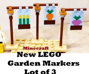 New LEGO Minecraft Village Garden Stakes Printed Radish Carrot Corn Hang Pole - Picture 1 of 2