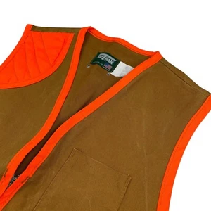 SafeTbak Men's Safety Orange Canvas Full Zip Hunting Vest Brown • USA • Medium - Picture 1 of 8
