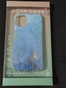 BTTR CASE iPhone12 5.4 Mini New in Box*LIGHT BLUE MARBLE*Slim Design - Picture 1 of 3