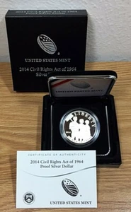 2014 Civil Rights Act of 1964 PP Silber 1 $ ~ Orig Box & COA - Bild 1 von 1