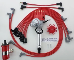 CHEVY 305 327 350 Small Cap HEI Distributor+ RED 45k Coil + WIRES under exhaust - Picture 1 of 7