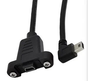 Mini USB Male to Female Panel Mount Extension Cable - Left Angle - Picture 1 of 7