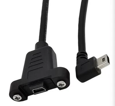 Mini USB Male to Female Panel Mount Extension Cable - Left Angle - Image 1 of 4
