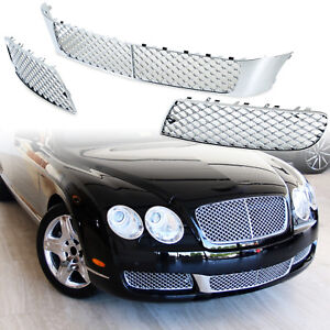 For Bentley Continental Flying Spur 05-09 Front Bumper Lower Mesh Grille Chrome