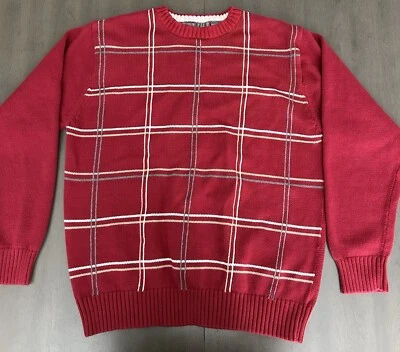 Vtg Oscar De La Renta Crewneck Plaid Sweater Grandpa LG Knit 90’s - Image 1 of 4
