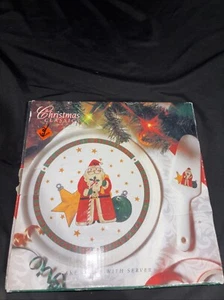 Vintage 1994 Signature Housewares Christmas Cake Plate W/Server 11” - Picture 1 of 24