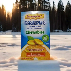 Emergen-C Immune Plus 14 Chewable Tablets 2x More Vitamin C Orange Blast 10/2025 - Picture 1 of 6