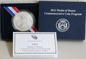 2011 S Medal of Honor Uncirculated Silver Dollar $1 BU Coin Box and COA - Picture 1 of 3