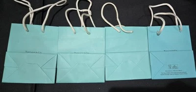 NEW Tiffany & Co. Small Blue Paper Shopping Gift Bag 5" x 6" x 3” LOT of 4 qty - Image 1 of 3