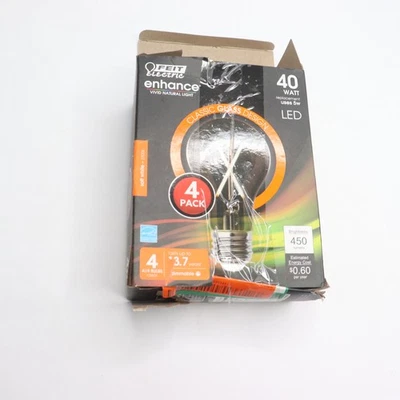(2-Pk) Feit Electric Filament LED Bulb Clear A19 E26 40W A1940CL927CA/FIL/4 - Image 1 of 4