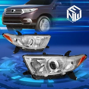 For 11-13 Highlander Chrome Housing Amber Side Projector Headlights Replacement - Picture 1 of 9