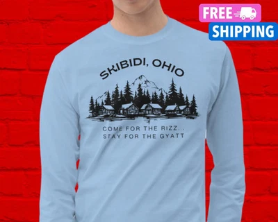 Funny Skibidi Ohio Shirt Long Sleeve Rizzler Skibidi Toilet Shirt Skibidi Rizz - Image 1 of 4