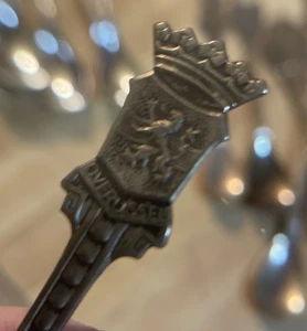 Silberfarbener antiker Andenken Löffel Overussel Löwenwappen Sammlerstück - Bild 1 von 5