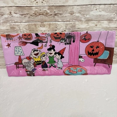 Peanuts Gang Halloween Melamine Large Rectangle Serving Platter Tray Pink - Image 1 of 3