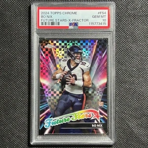 2024 Topps Chrome Future Stars Bo Nix #FS-4 X-Fractor RC PSA 10 GEM MINT Broncos - Foto 1 di 2