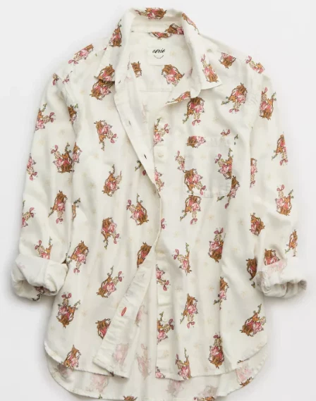 Aerie Women's Cindy Lou Off-Duty Flannel Pajama Shirt, Large - Image 1 of 1