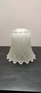 Vintage 6.25" Frosted Glass Boudoir Lamp Shade Scallop Edge Swirl Dot - Picture 1 of 12