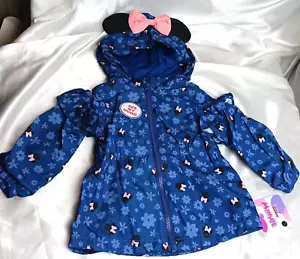 DISNEY JR. MINNIE MOUSE BLUE TODDLER JACKET HOOD FULL ZIP SIZE 3T-NEW - Picture 1 of 4