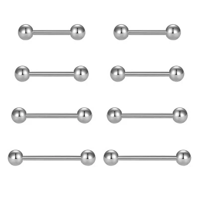 8Шт из нержавеющей стали соски язык кольца прямые штанги пирсинг ювелирных изделий 14G - Изображение 1 из 4
