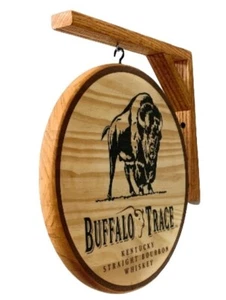 Buffalo Trace Pub Sign - Double sided 12 inch pub sign - includes wooden bracket - Picture 1 of 2