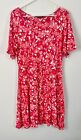 M And S Collection Uk 14 Us 10 Short Pink Mix Red Butterfly 100 Viscose Dress
