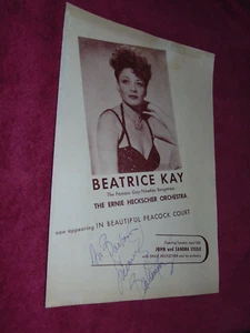 CIRCA 1950 BEATRICE KAY SIGNED PEACOCK CT. MARK HOPKINS HOTEL SAN FRANCISCO MENU - Picture 1 of 4