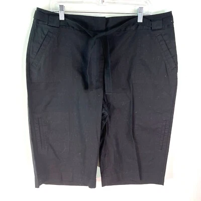 Relativity Womens Flat Front Slash Pockets Belted Black Casual Shorts Size 18 - Image 1 of 4