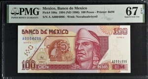 Mexico Banco de Mexico P#108a 1994 (ND 1996) 100 Pesos PMG Superb Gem UNC 67 EPQ - Picture 1 of 2
