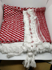 Palestine Hand Made and Knitted Real 100% Cotton Red and White Sheكوفية...
