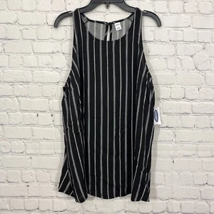 Old Navy Womens Tank Top Large Black Striped Round Neck Shell NWT - Picture 1 of 9