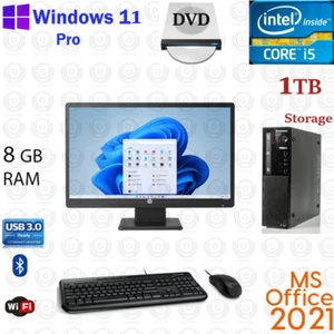 Windows 11 Lenovo i5 3.2 ghz 8GB RAM 1TB 22" LCD WiFi Desktop Computer PC - Picture 1 of 6