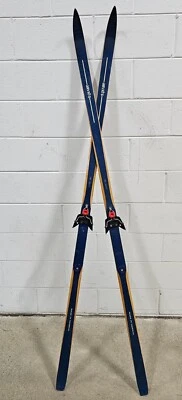 Vtg Wooden Arvids Blue / Brown Cross Country Skis 3 pin bindings 195 cm - Image 1 of 4