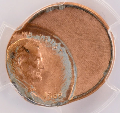 1988 1c Lincoln Cent Struck 55% Off-Center PCGS MS62 Red Cover