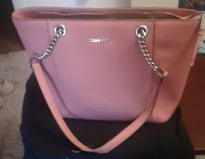SCHÖNE CALVIN KLEIN GROSSE HANDTASCHE - SELTENE BRILLANTE ROSA LACHSFARBE, FRÖHLICH - Bild 1 von 9