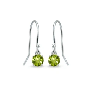 Sterling Silver Peridot Solitaire Dangle Earrings - Picture 1 of 3