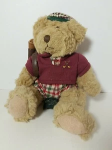 Russ Berrie Bears from the Past Plush Golfing Bear Chip 7" Brown Golf Plaid Flaw - Picture 1 of 7
