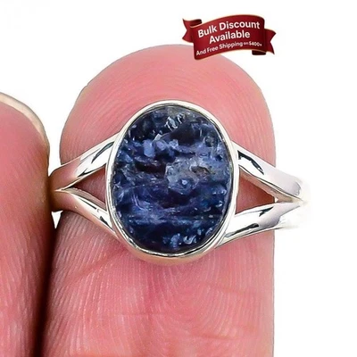 Anillo Boho Bisel Distintivo Hija Plata Esterlina Piedras Preciosas Druzy Iolita Talla 7 Foto 1 de 4