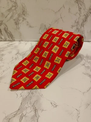 Robert Talbott Studio 豪华丝绸领带红色金色黑色几何方形美国制造 — 第 1/3 张图片