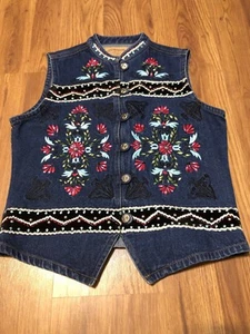 Women’s Gordon James Denim Co Embroidered Vest Size M - Picture 1 of 8