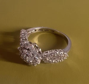 Vtg Jacqueline Kennedy JBK Sterling 925 Pave Cocktail Ring Sz 8 Retro SHIPS FREE - Picture 1 of 12