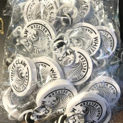 LOT OF 25 WHITE CLAW KEYCHAINS FOB COLLECTIBLE WHITE CLAW FANS FOAM FLOATS NEW - Image 1 of 4