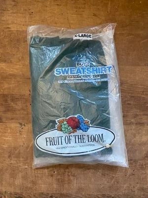 VTG 70's Deadstock Dark Green Sweatshirt FRUIT OF THE LOOM Boys XL 14-6 USA - Image 1 of 4