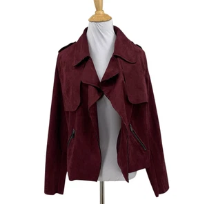 Kut From The Kloth Jacket Womens M Medium Rasin Jacee Faux Suede Open Front - Picture 1 of 12