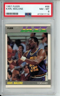 1987-88 Fleer Karl Malone #68 PSA 8 - Image 1 of 2