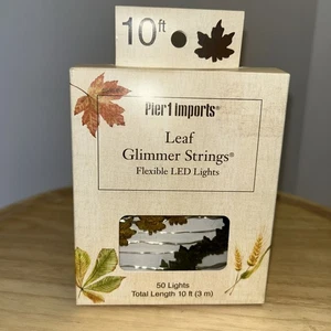 NIB Pier 1 Imports Autumn Fall 10ft Leaf Glimmer Strings 50 Flexible LED Lights - Picture 1 of 5